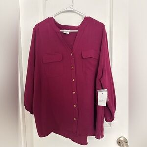 Croft & Barrow Women's Button-Down Shirt - Deep purple